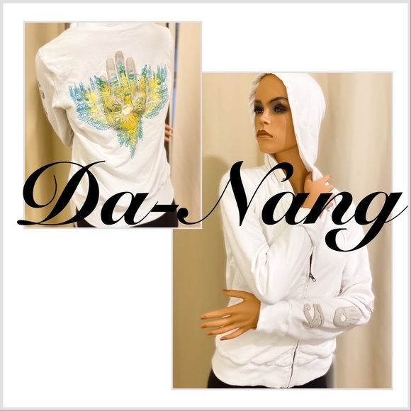 Da-Nang Tops - NEW DA-NANG Hamsa hand white hoodie Small